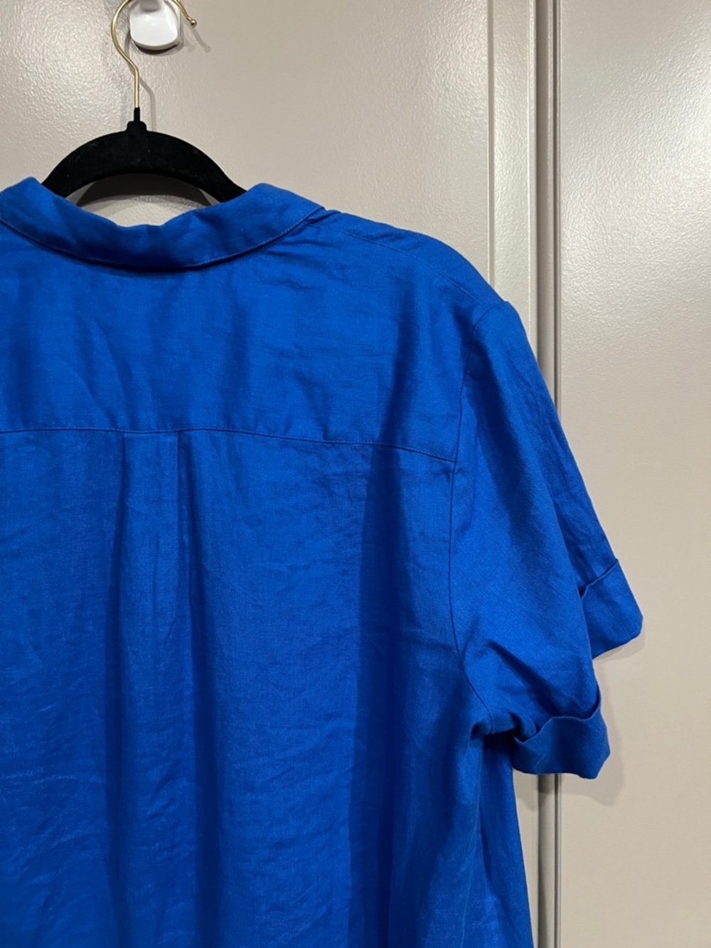 J. Jill Love Linen Bright Royal Blue Linen Collared Lagenlook Tunic Dress - Picture 9 of 10